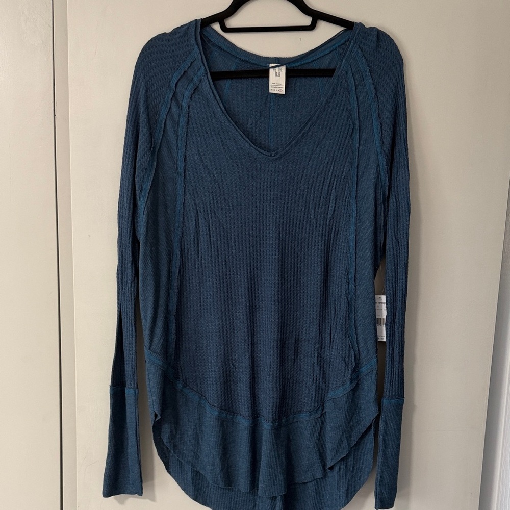 Free People Teal Long Sleeve Top